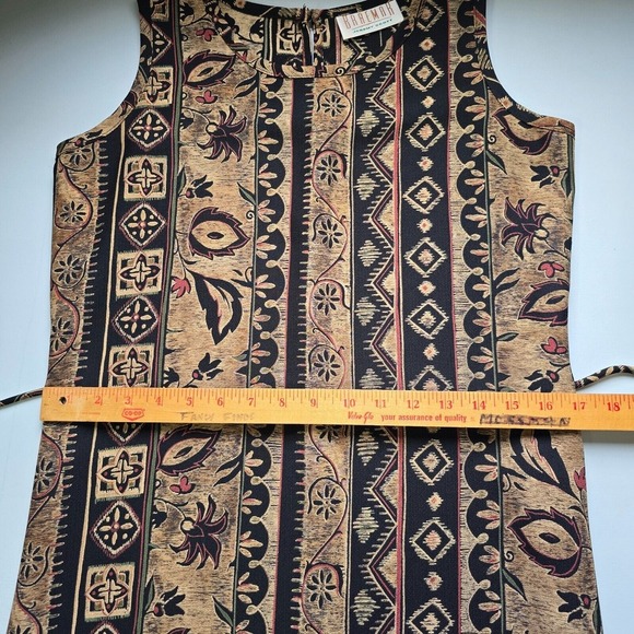 Braemar Jeremy Scott Women Maxi Dress Size 8 Tie Back Aztec Print Summer Vintage - Picture 13 of 15